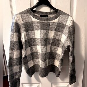Grey check crew neck sweater